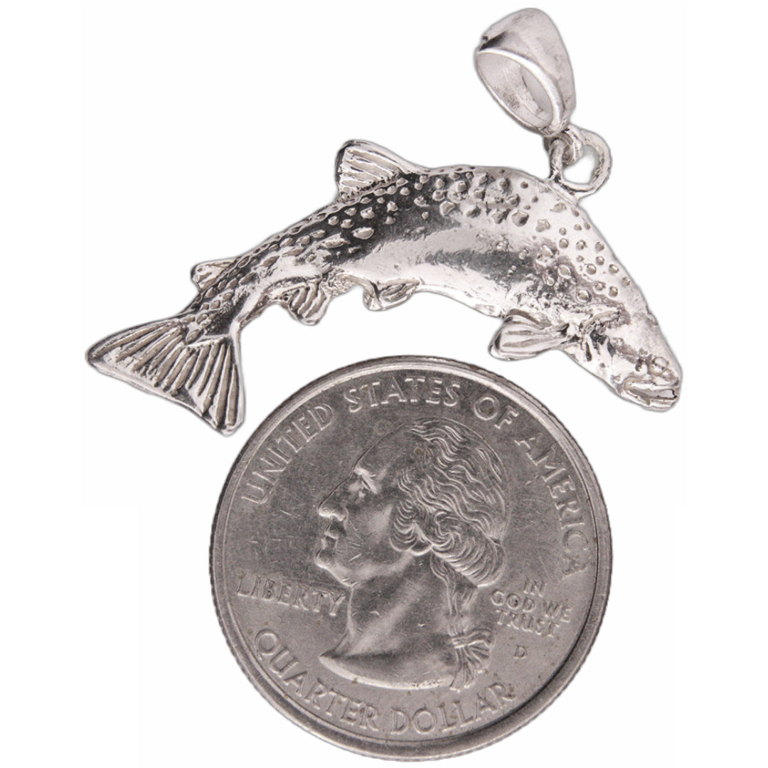Full Double Sided Trout Pendant Sterling Silver
