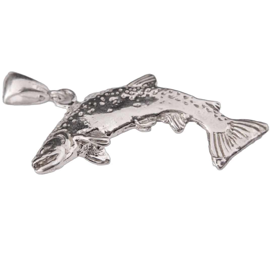 Full Double Sided Trout Pendant Sterling Silver