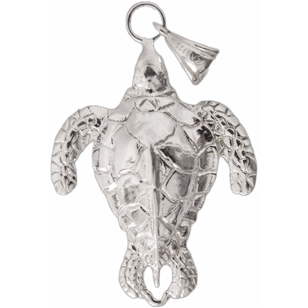 Sea Turtle Pendant One-Sided Sterling Silver
