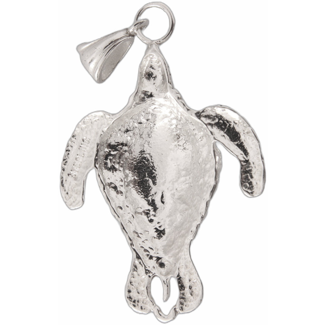 Sea Turtle Pendant One-Sided Sterling Silver