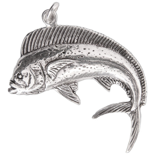 Mahi Fish Pendant One-Sided Sterling Silver